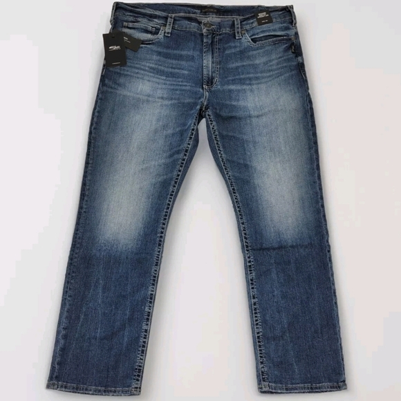 Silver Jeans Co Grayson Easy Fit Straight Leg Jeans Stretch Denim Size 40X30 NEW - Picture 1 of 16